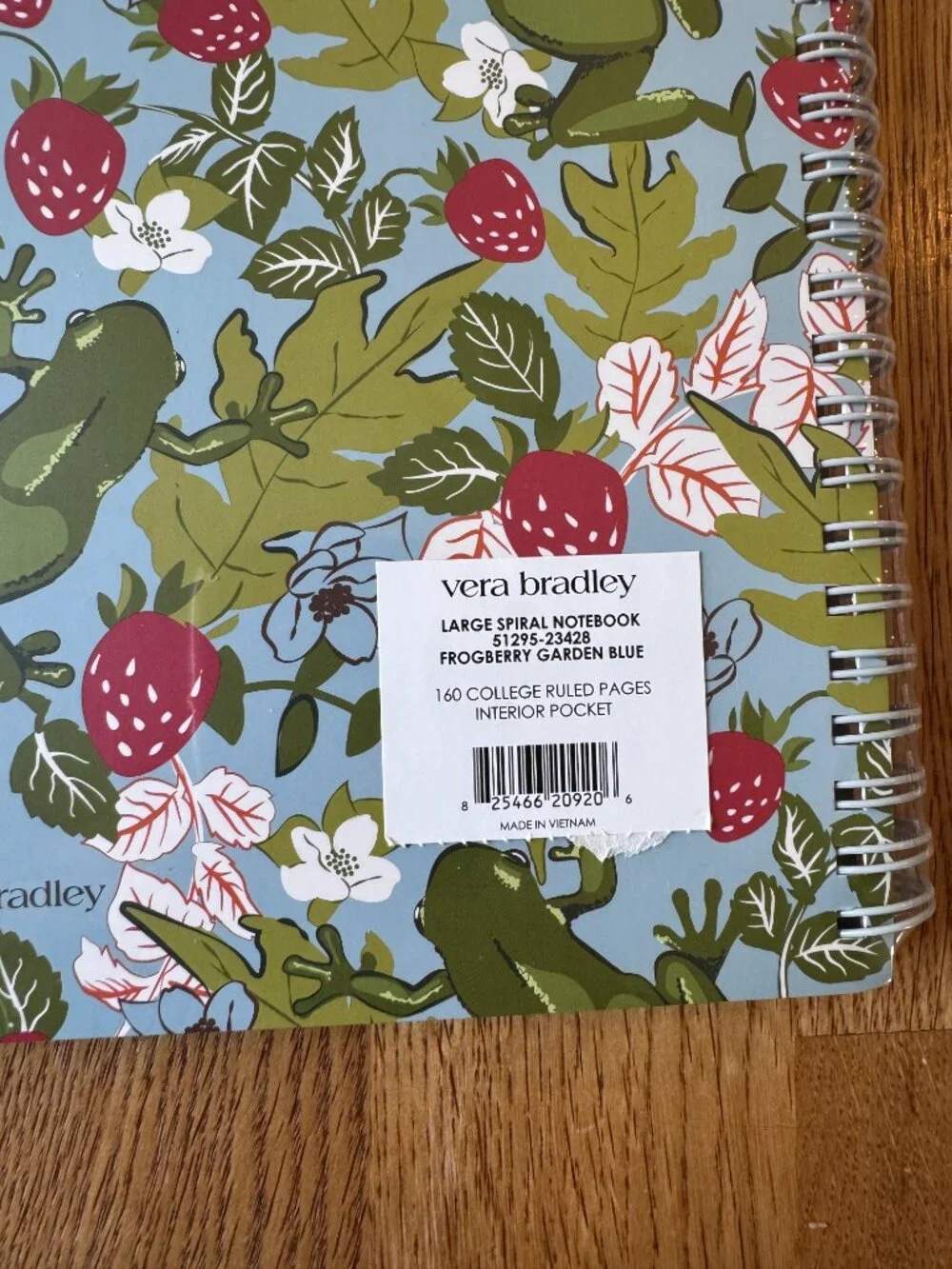 Vera Bradley Large Notebook Frogberry Garden Blue NWT